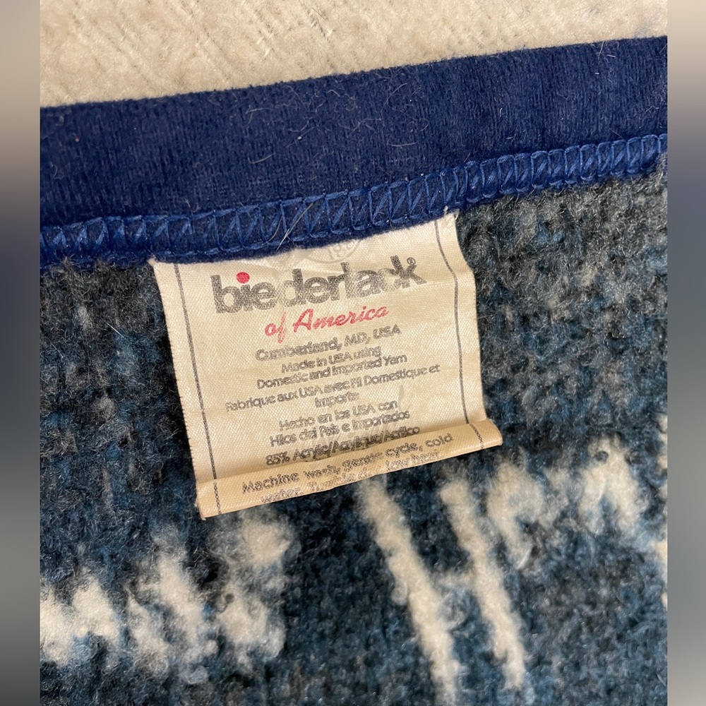 Biederlack | VTG Fleece Blanket | Three Wolves | Blue Tint | Good Used Condition - Picture 2 of 2